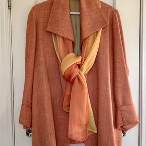 Long, sheer, multi-hued scarf